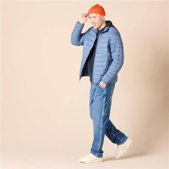 Mens lightweight puffer jacket water resistant packable zip coat big and tall - Picture 5 of 7